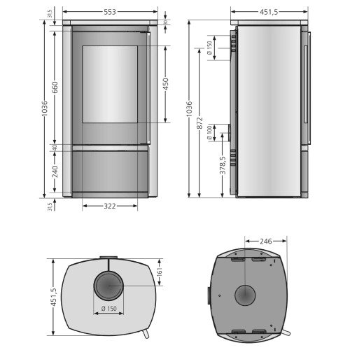 Poêle à bois Justus Reno R 6 kW étanche – Image 2