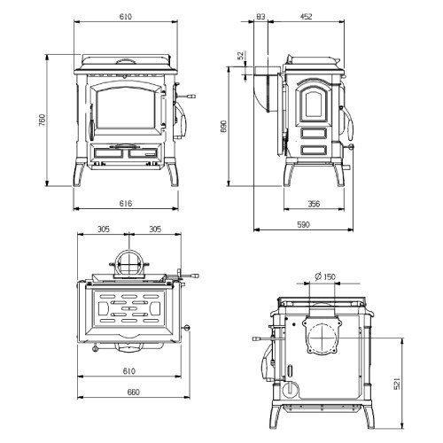 Poêle à bois La Nordica Isetta con cerchi Evo 4.0 | 7,3 kW – Image 3