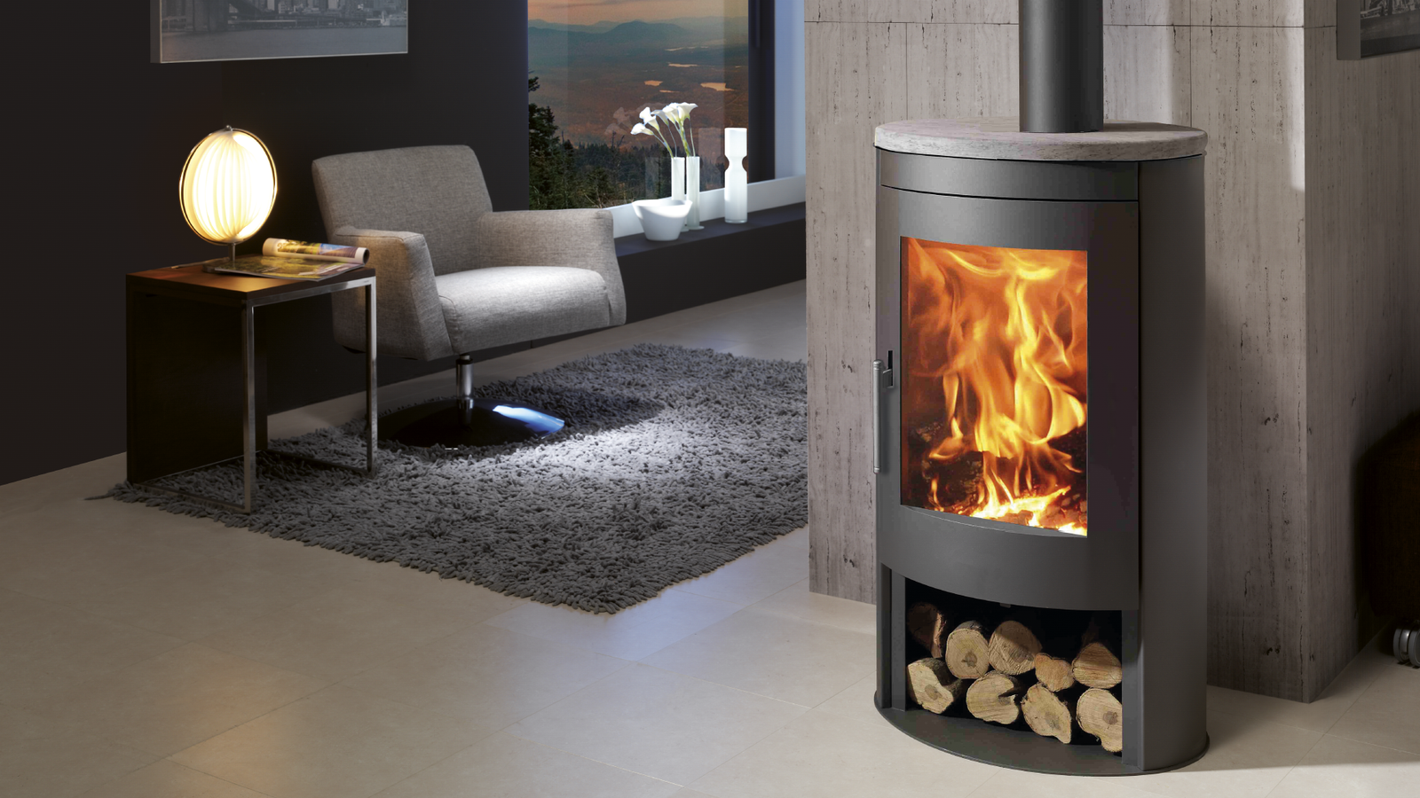 POELES A BOIS OVAL 1 STONE MODERNES-CONTEMPORAINS