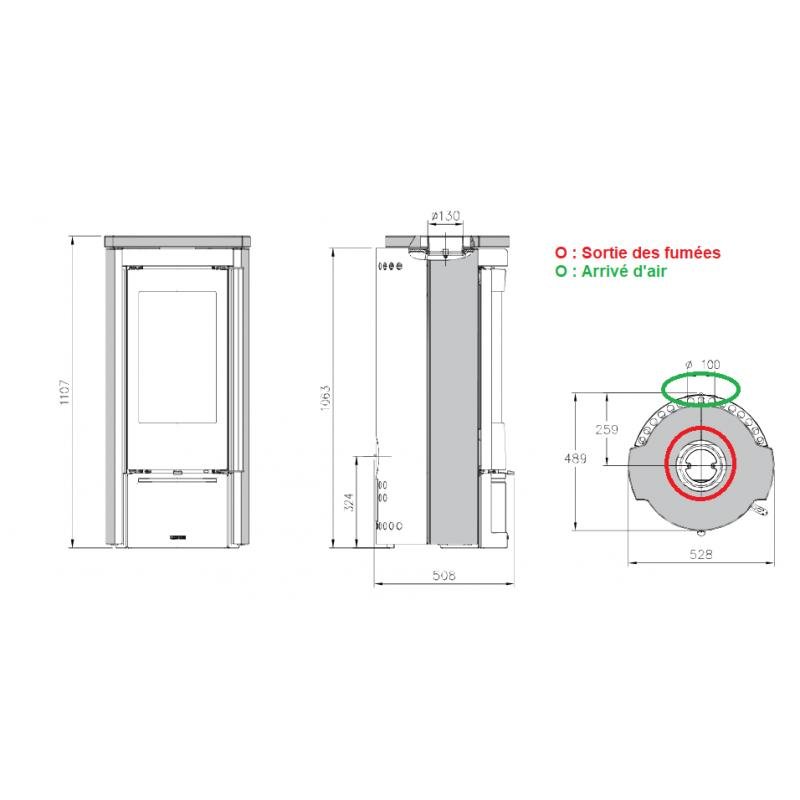Poêle à bois en céramique raccordable - LA NORDICA Liu 7.5 kW – Image 3