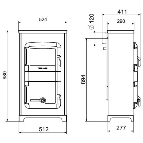 Poêle à bois Wamsler RH-8 A/D avec feu continu automatique 8 kW – Image 2