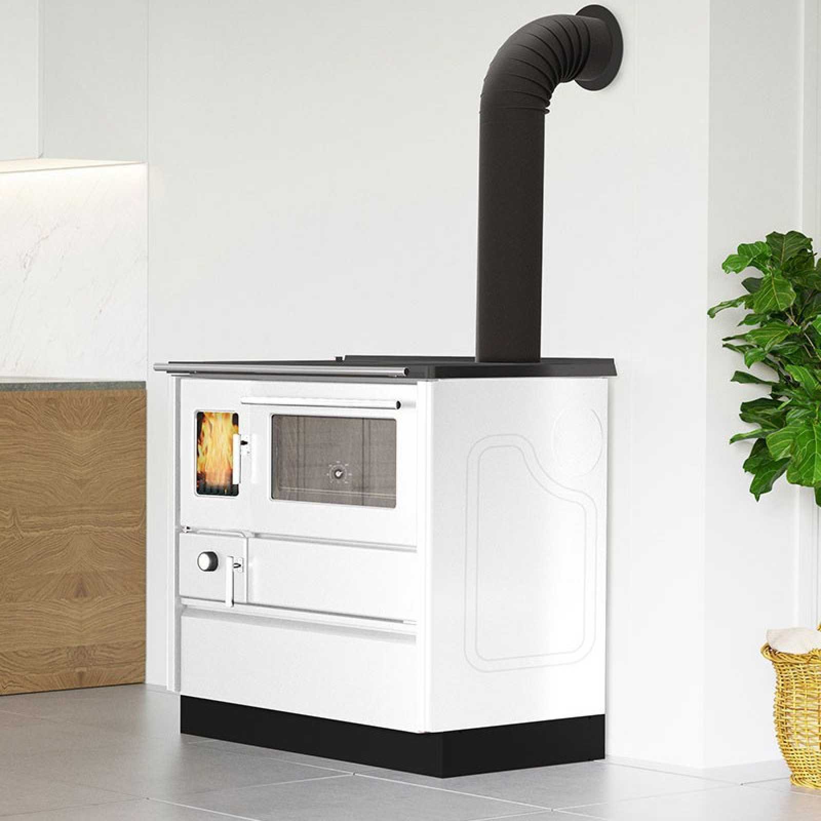 Cuisinière à bois Alfa 85 G Eco Sortie droite blanc 8kW – Image 6