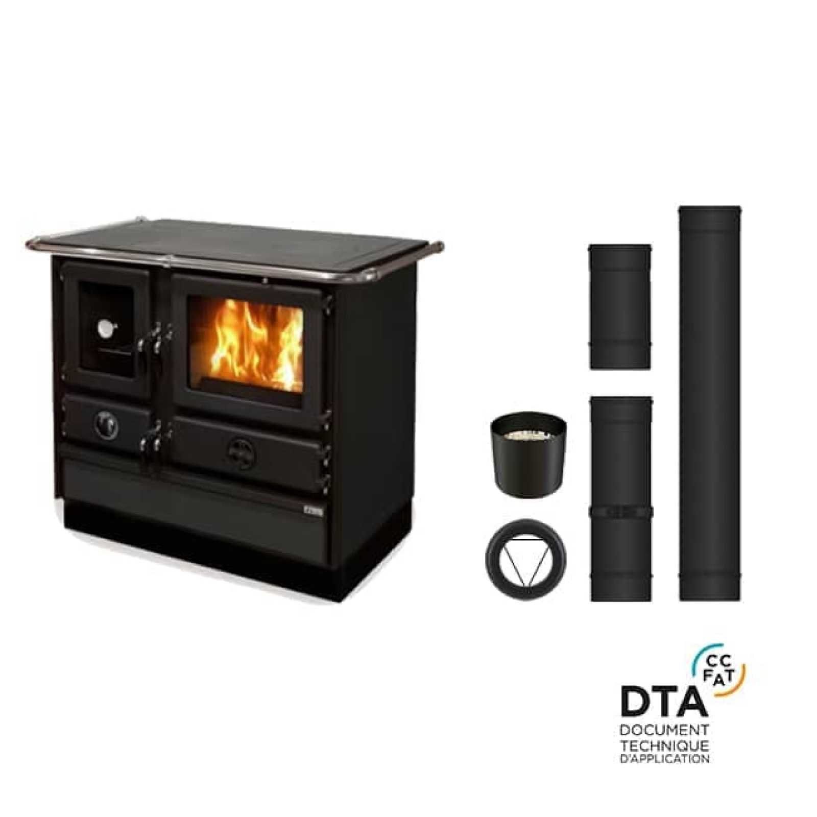 Pack cuisinière à Bois Bouilleur Super Thermo Magnum Sortie dessus 16kW