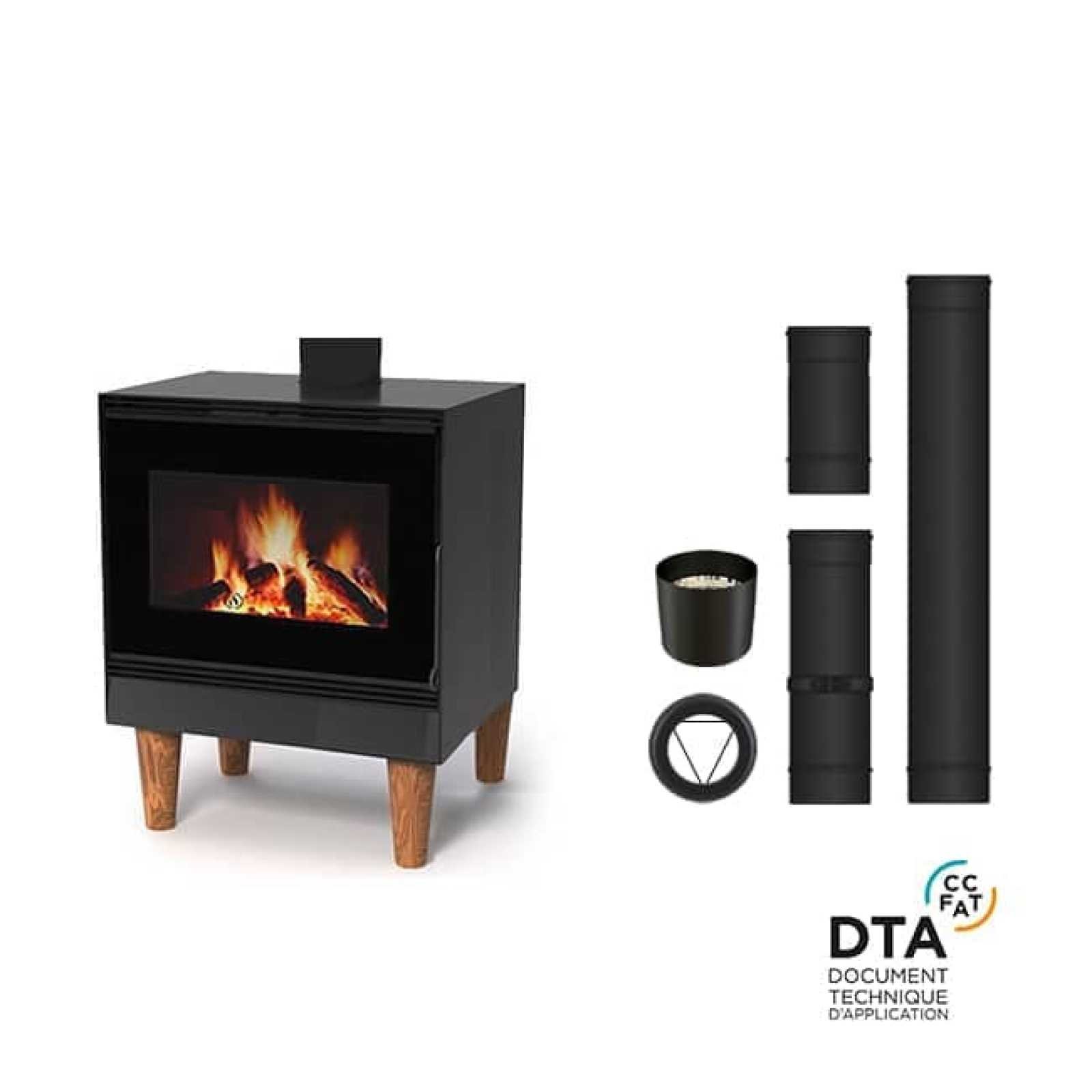 Pack poêle à bois Iseo - Option Ventilation - Sortie dessus 11kW