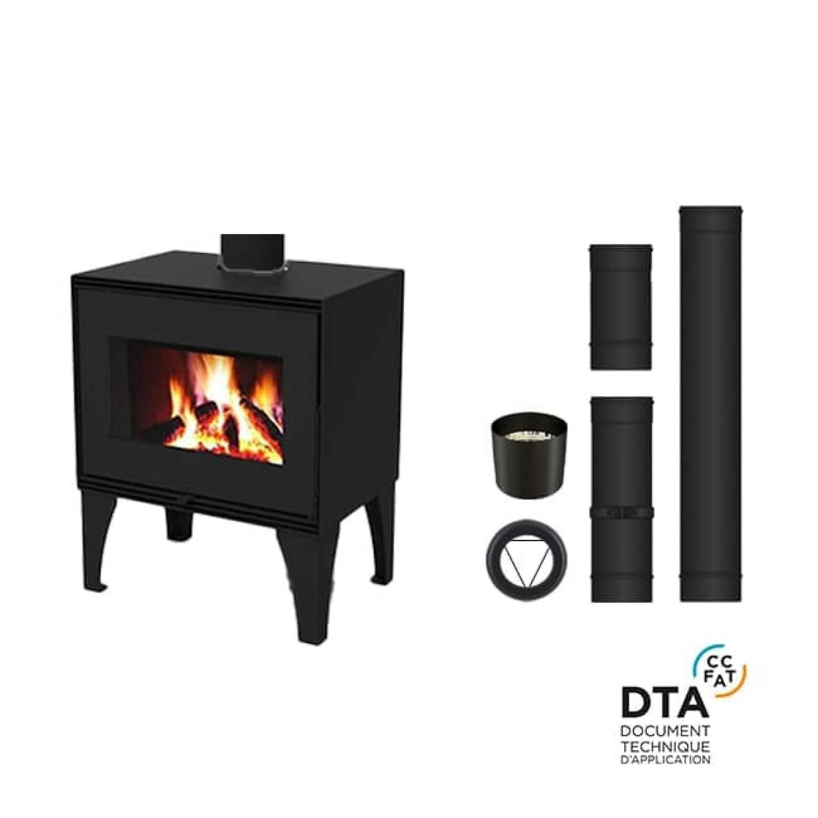 Pack poêle à bois Lugano Sortie dessus 11kW – Image 3