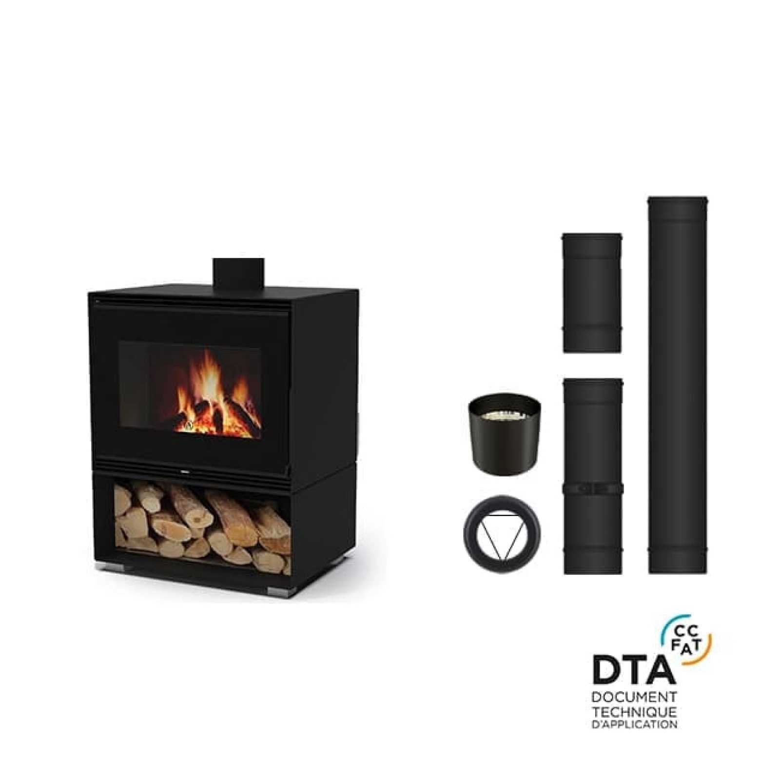 Pack poêle à bois Orta Sortie dessus 11kW