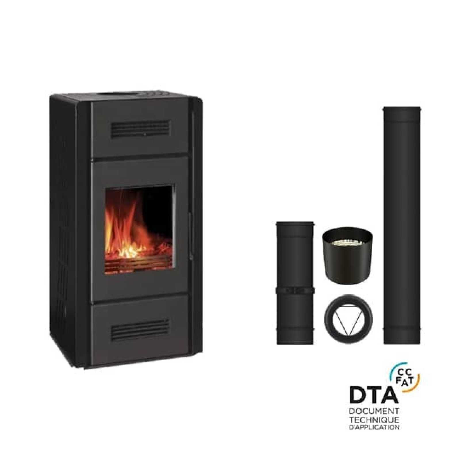 Pack poêle à bois Romana Sortie dessus 8kW