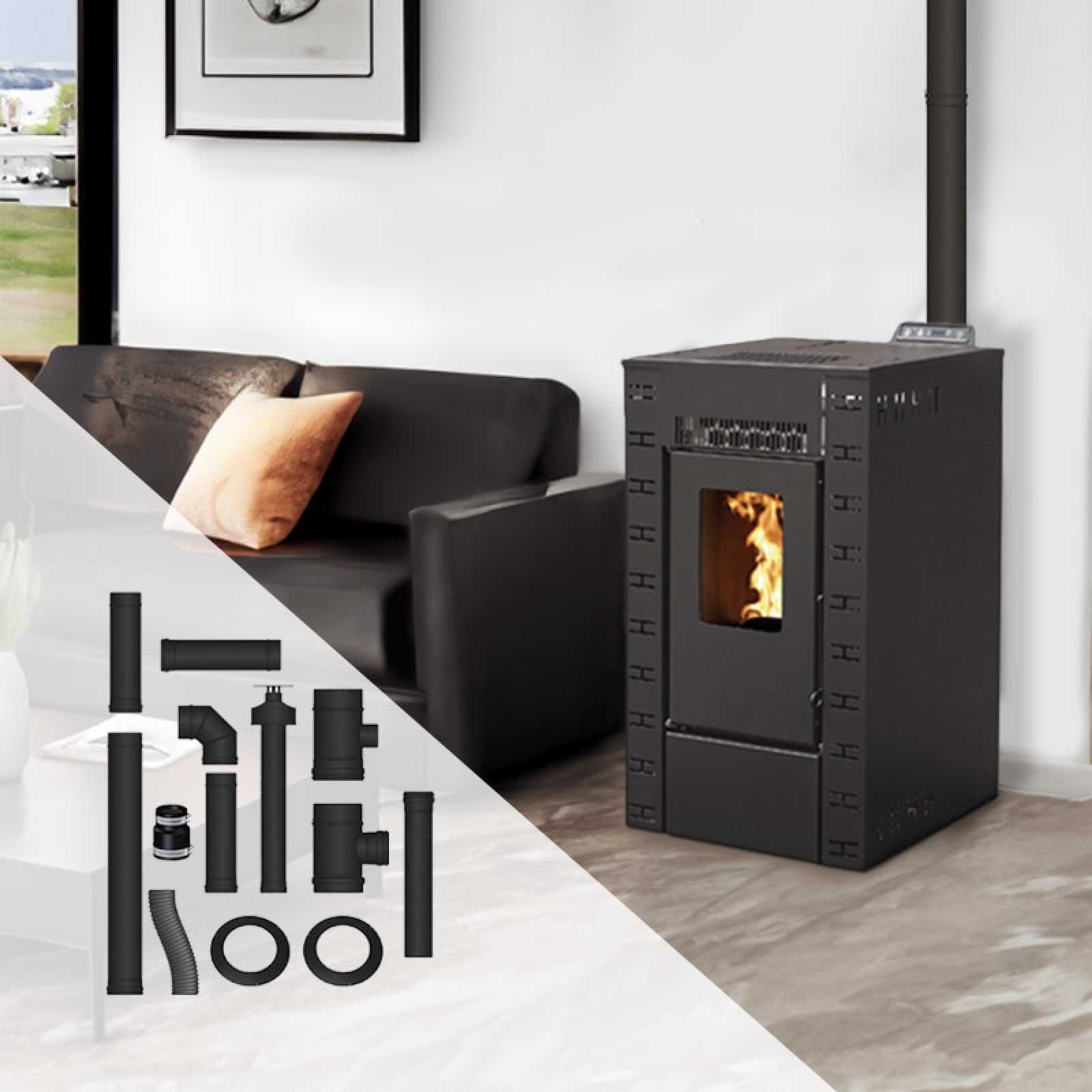 Pack poêle à granulés étanche Diva + Kit d'installation ventouse 8kW