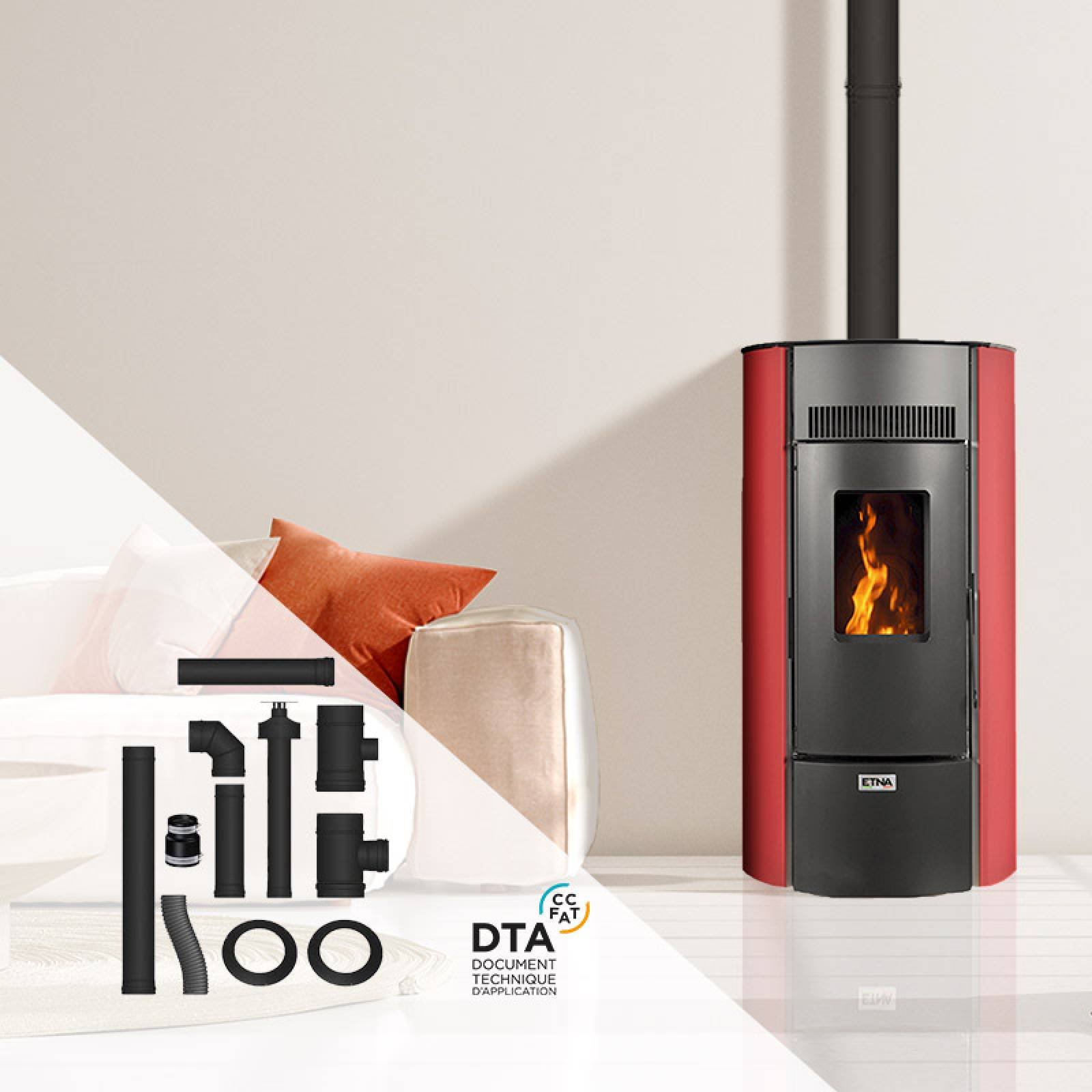 Pack Poêle à granulés étanche Giuliana + Kit d'installation ventouse 9kW – Image 4