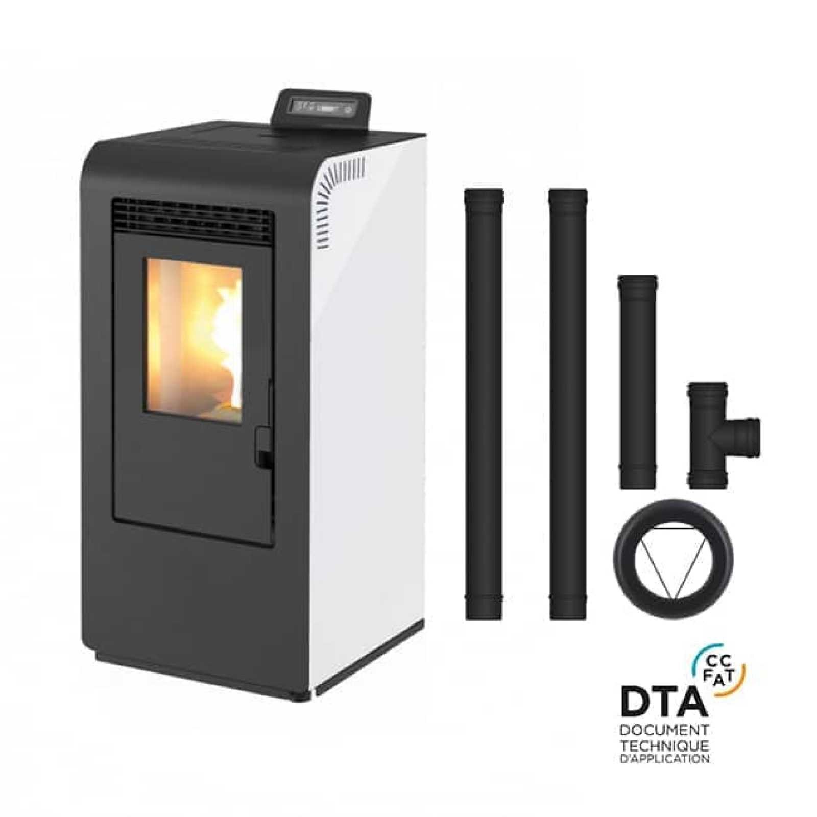 Pack poêle à granulés Giulia Evo + Kit d'installation sortie arrière 6kW (noir) – Image 2