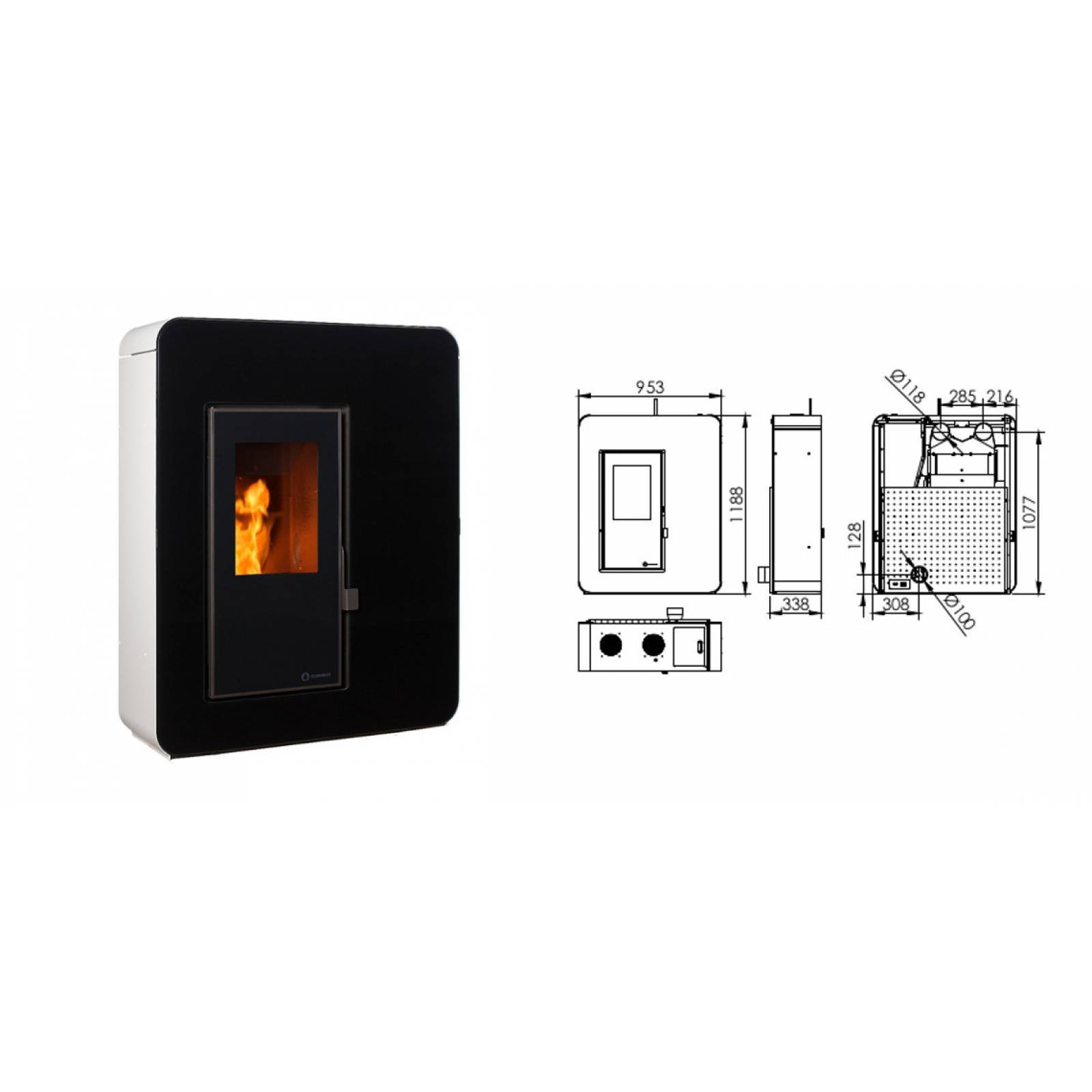 Poêle à Granulés extra plat Canalisable Ibiza 10kW – Image 3