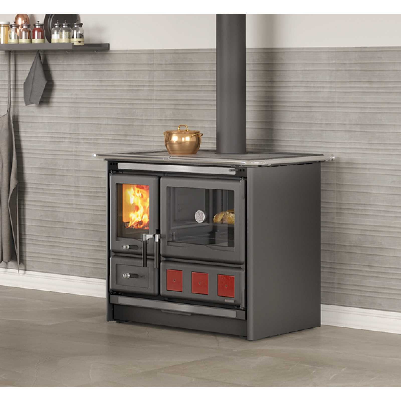 Cuisinière à Bois Rosa XXL 5.0 Noir Anthracite 10kW