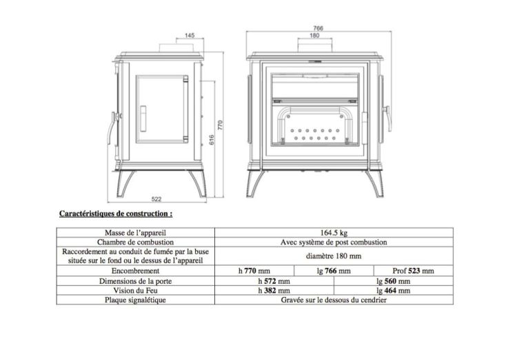 Poêle à bois en fonte double combustion Sedan L 12 kW - Invicta – Image 4