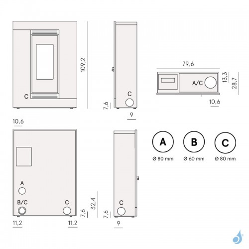 Poêle à granulés CADEL LUCE PLUS 9 - Acier Blanc - 8,5 kW – Image 6
