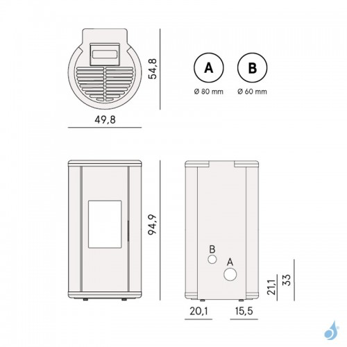 Poêle à granulés CADEL Sound 7 Ps Air ventilé Puissance 7kW – Image 5