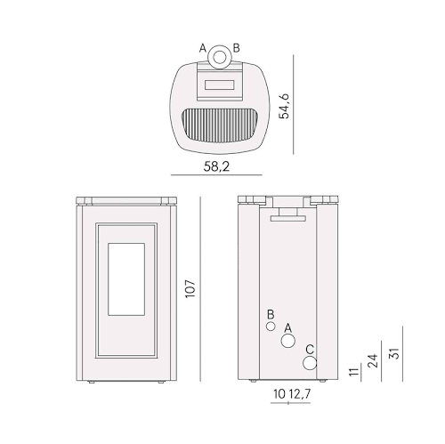 Poêle à granulés canalisable CADEL Eclipse Plus 11 Puissance 10.5kW WiFi Sortie Fumée Postérieure ou Supérieure – Image 4