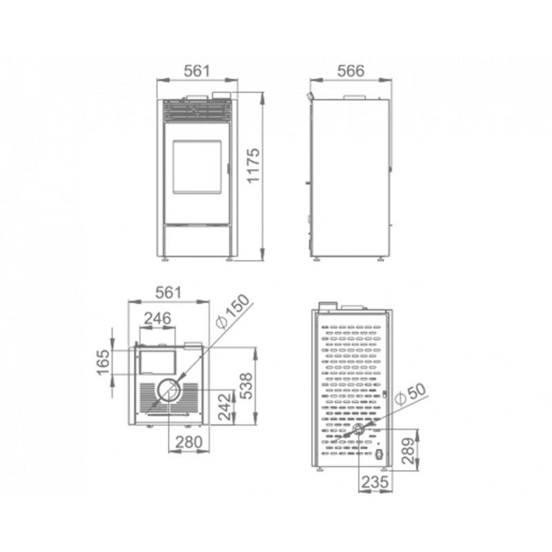 Poêle mixte bois et granulés BiWood vitre sérigraphiée 11kW (noir) – Image 5