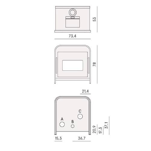 Poêle à pellets hermétique CADEL Frame 9 Up-Twin Puissance 9.3kW – Image 4